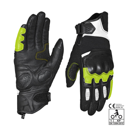 Viaterra Holeshot Short Motorcycle Riding Gloves (Fluro Green)