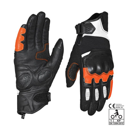 Viaterra Holeshot Short Motorcycle Riding Gloves (Orange)