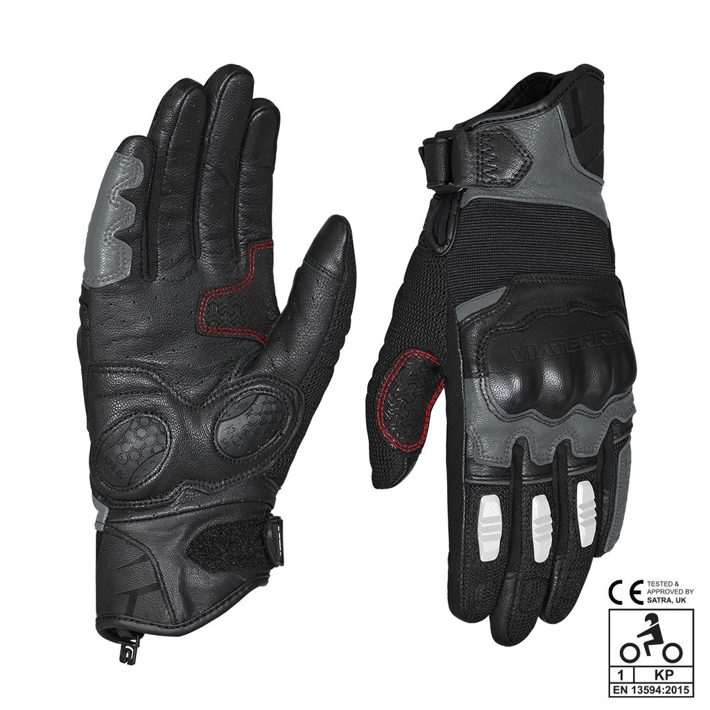 Viaterra Holeshot Short Motorcycle Riding Gloves (Gunmetal)