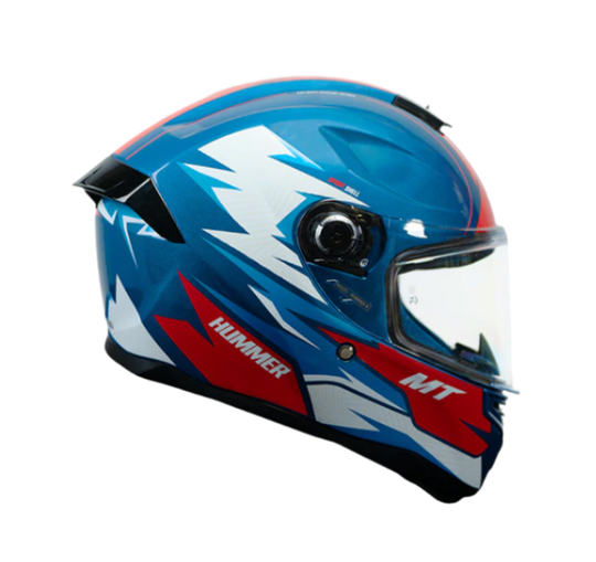MT Hummer B Shine Gloss White Blue Red C7 Helmet
