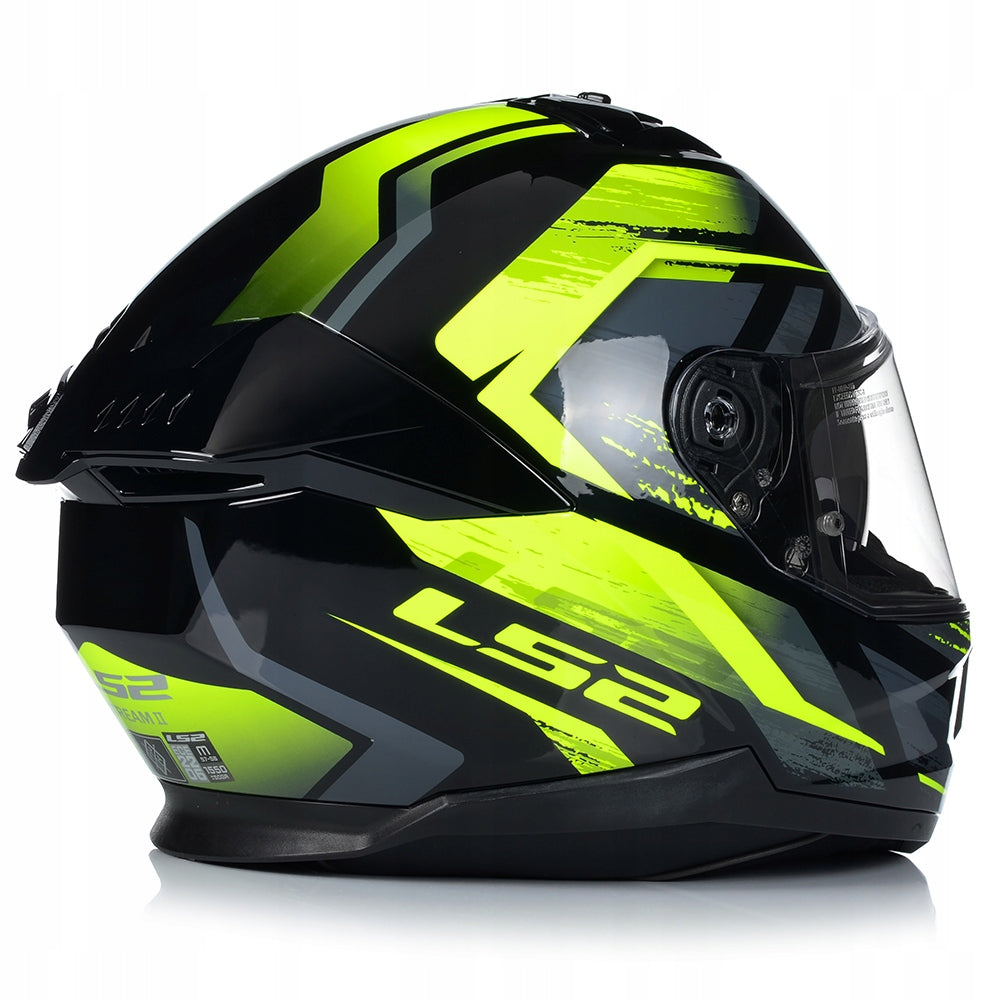 LS2 Stream II Fury Black Hi Viz Yellow Gloss Helmet– Moto Central
