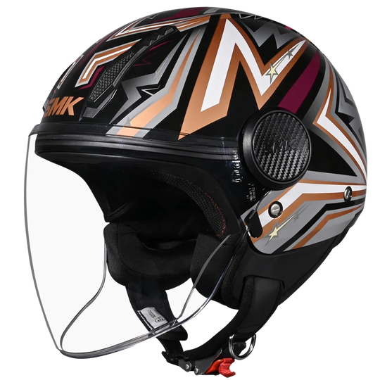 SMK Laminar Starz Gloss Black Orange Grey (GL276) Helmet