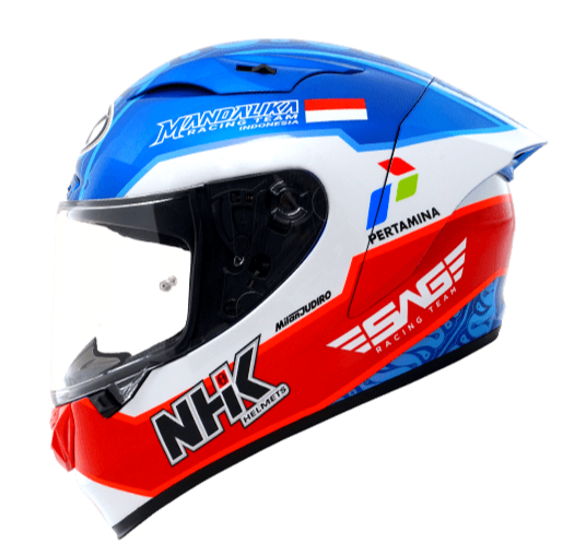 NHK GPR Tech Helmet Mandalika Gloss White Blue Red Helmet