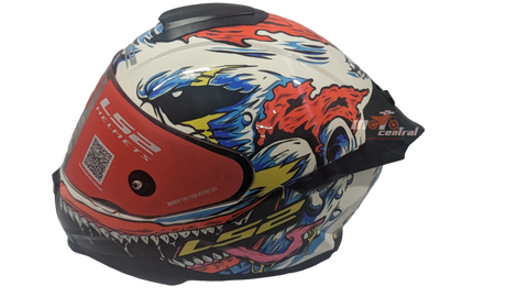 LS2 FF802 Flash Monster White Red Gloss Helmet