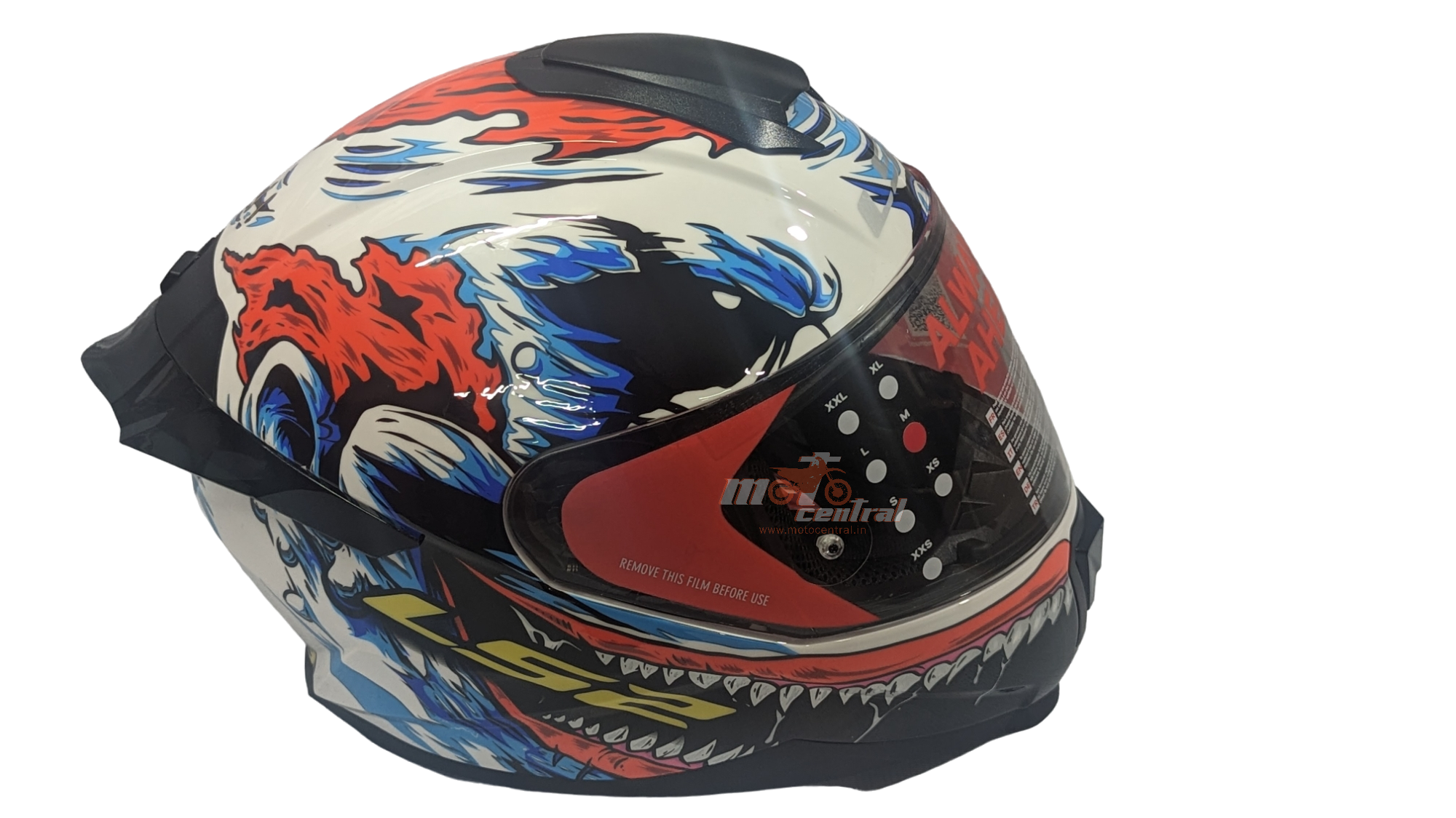 LS2 FF802 Flash Monster White Red Gloss Helmet– Moto Central