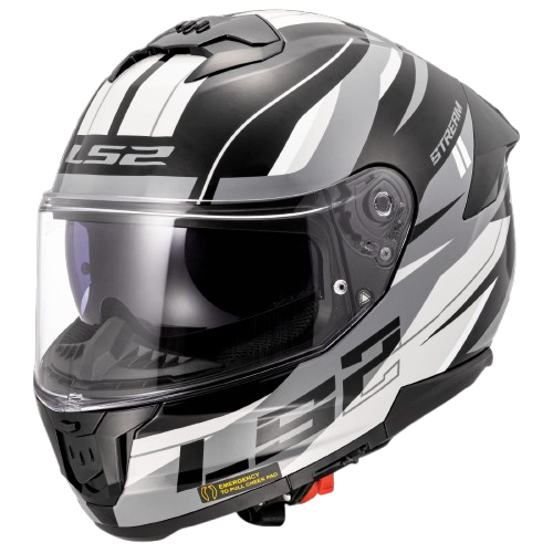 LS2 Stream II Bolt Black White Matt Helmet (D Ring)