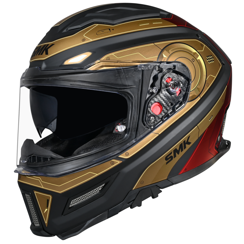 SMK Agnar Cyborg Gloss Black Red Gold (GL237) Helmet