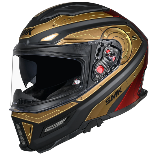SMK Agnar Cyborg Gloss Black Red Gold (GL237) Helmet