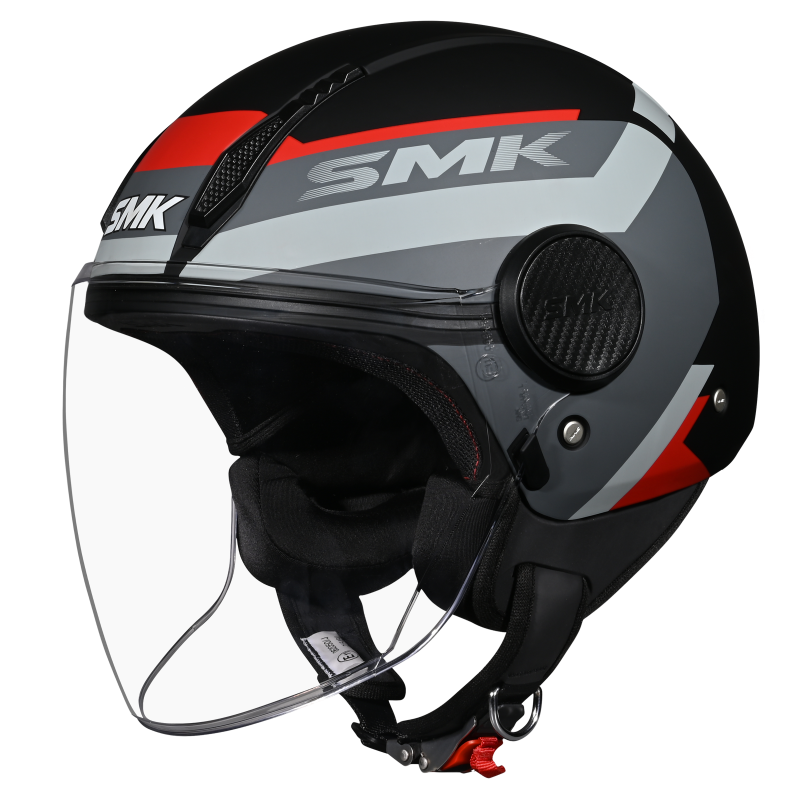 SMK Laminar Kentro Gloss Black Grey Red (GL263) Helmet