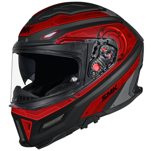 SMK Agnar Cyborg Gloss Black Grey Red (GL263) Helmet