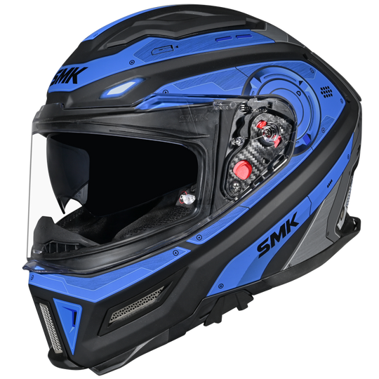 SMK Agnar Cyborg Gloss Black Grey Blue (GL265) Helmet