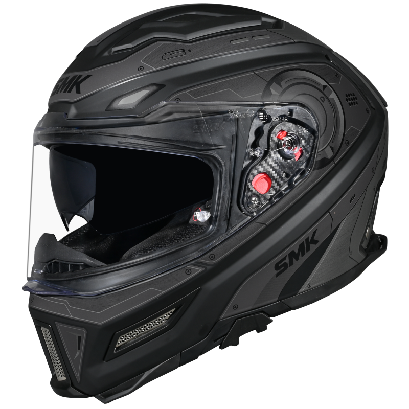 SMK Agnar Cyborg Gloss Black Grey (GL266) Helmet