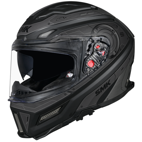 SMK Agnar Cyborg Gloss Black Grey (GL266) Helmet