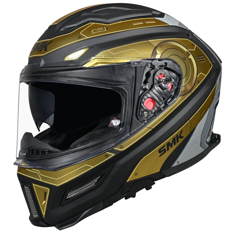 SMK Agnar Cyborg Gloss Black Grey Gold (GL267) Helmet