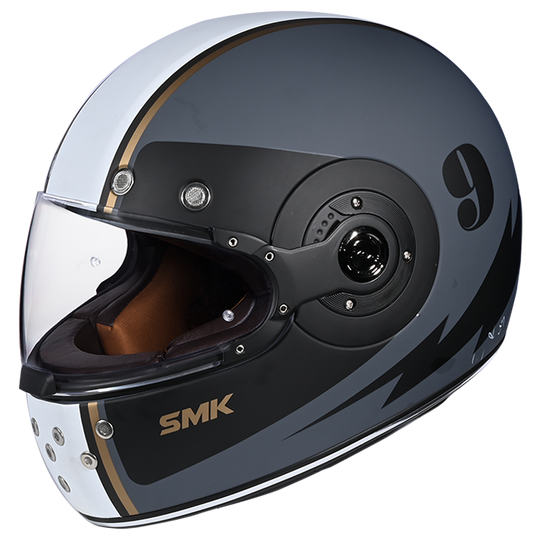 SMK Retro Electro Gloss Grey Black White (GL621) Helmet