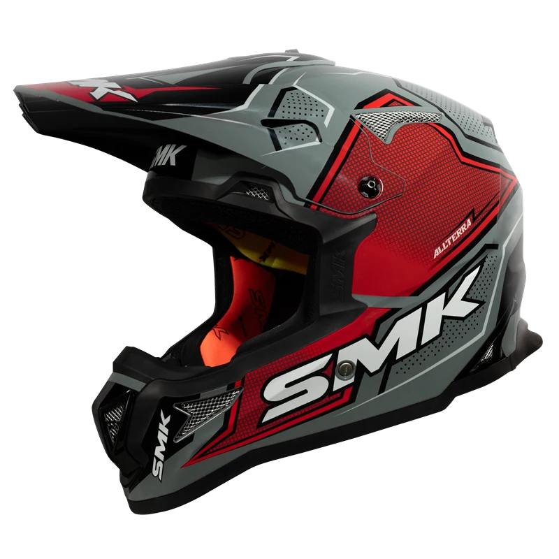 SMK Allterra Maverix Grey Red Black Gloss (GL632) Helmet