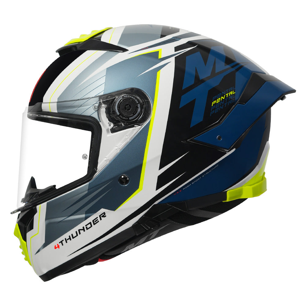 MT Thunder 4 SV Pental Gloss Fluro Yellow Blue Helmet