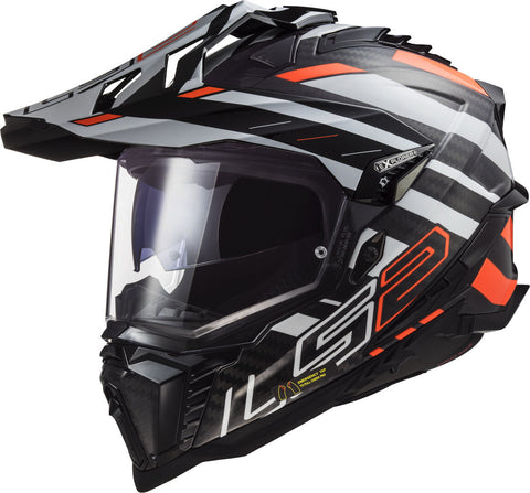 LS2 MX701 EXPLORER Carbon Edge Gloss Black Fluro Orange Helmet