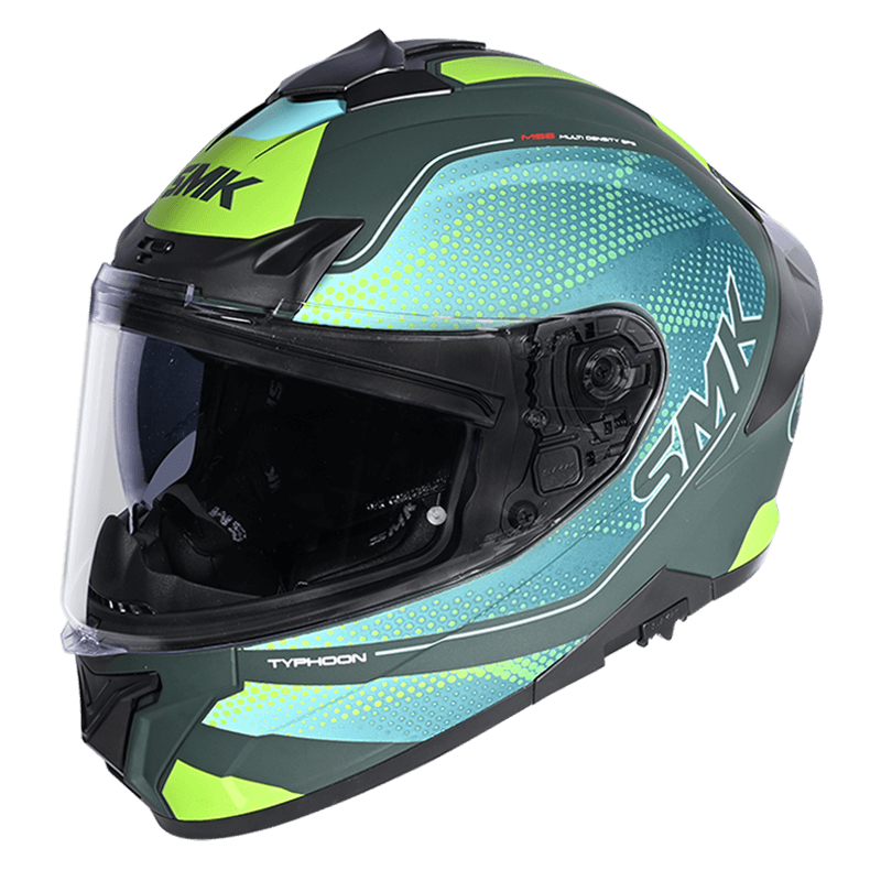 SMK Typhoon Mystic Gloss Green Yellow (GL884) Helmet