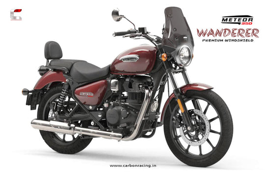 Carbon Racing Wanderer Premium Windshield for Royal Enfield Meteor 350 (Smoke)