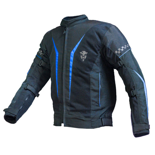 MOTOTECH Breezer Mesh Motorcycle Riding Jacket (Black Blue) (Without Armors)