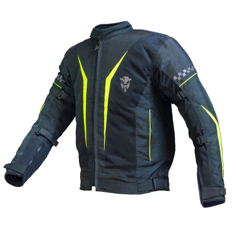MOTOTECH Breezer Mesh Motorcycle Riding Jacket Level 2 (Black Fluro Green)