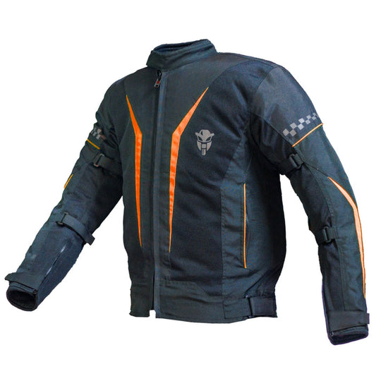MOTOTECH Breezer Mesh Motorcycle Riding Jacket (Black Orange) (Without Armors)