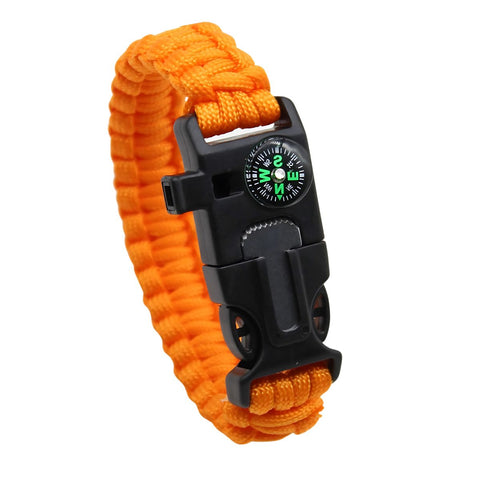 QUIPCO Paracord Multi Functional 5 in 1 Survival Bracelet (Orange)