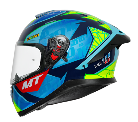MT Thunder 3 SV Spoiler Diogo Moreira A7 Gloss Blue Yellow Helmet