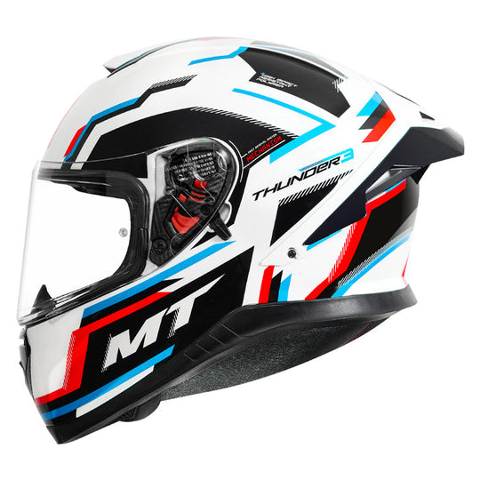 MT Thunder 3 SV Spoiler Blaze A7 Gloss White Blue Red Helmet