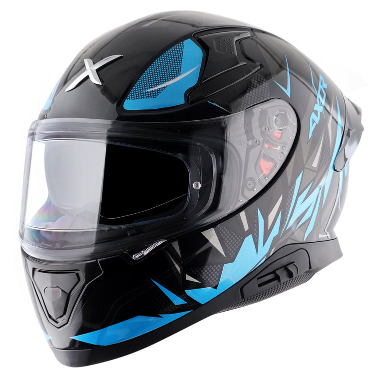 AXOR Apex Hunter Dull Black Neon Blue Helmet