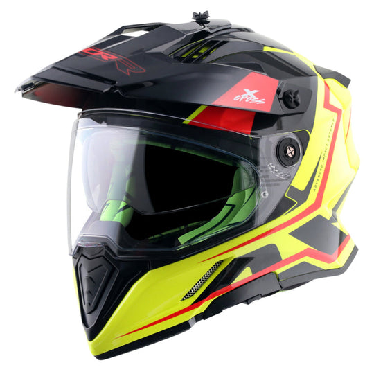 AXOR XCross Dual Visor Flagstaff Gloss Neon Yellow Black Helmet