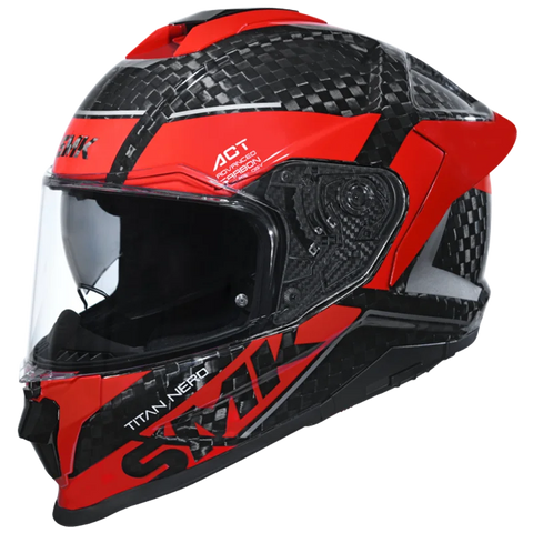 SMK Titan Carbon Nero Gloss Black Red Grey (GL236) Helmet