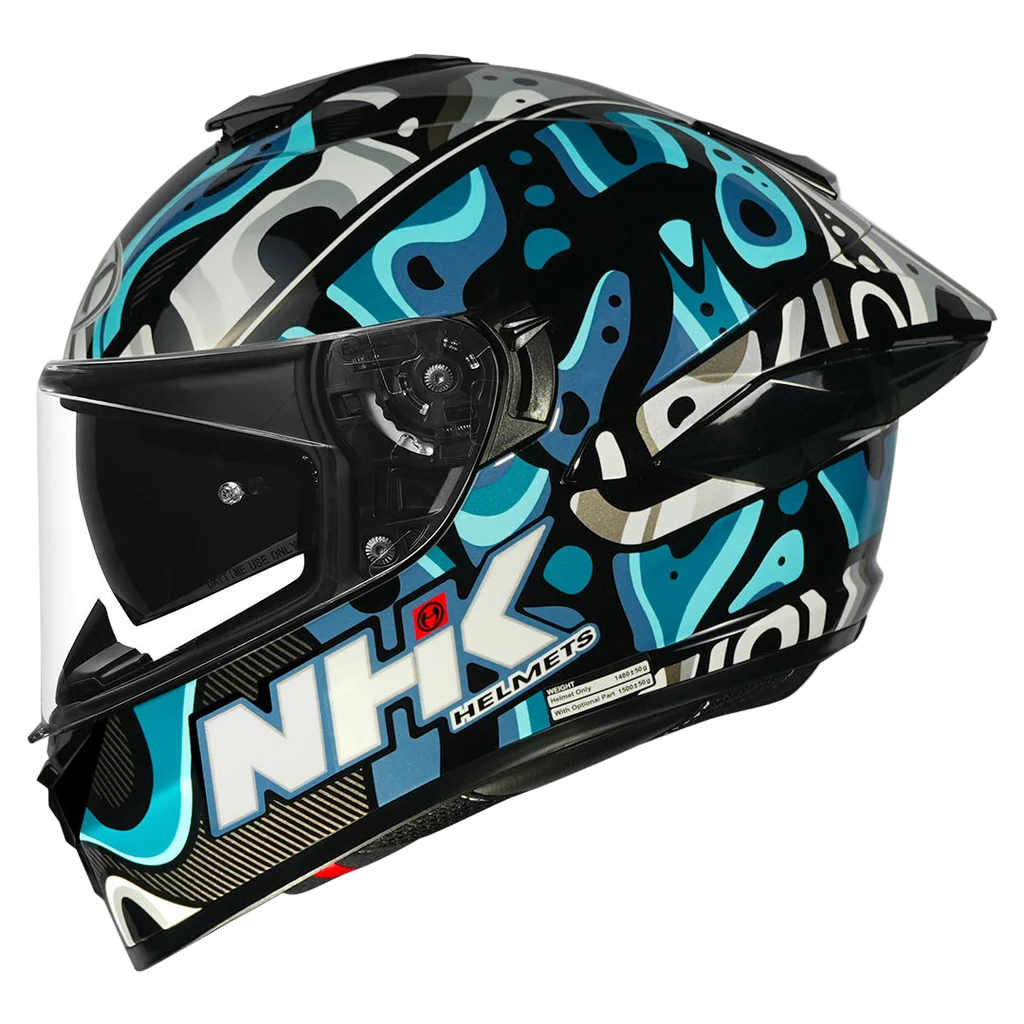 NHK K5R Nebula Gloss Black Tosca Blue Grey Helmet