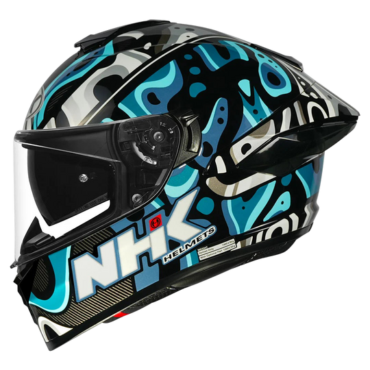 NHK K5R Nebula Gloss Black Tosca Blue Grey Helmet