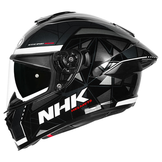 NHK K5R Triangle Gloss Black Silver Helmet
