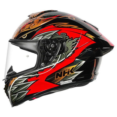 NHK K5R Balinese Garuda Gloss Black Red Gold Helmet