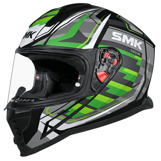 SMK Nova Super Gloss Black Grey Green (GL268) Helmet