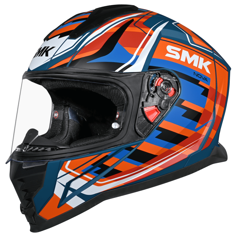 SMK Nova Super Gloss Blue Orange White (GL571) Helmet