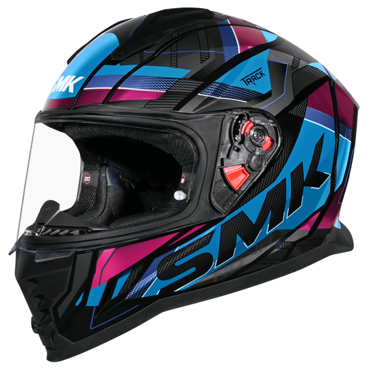 SMK Nova Track Gloss Black Blue Magenta (GL259) Helmet