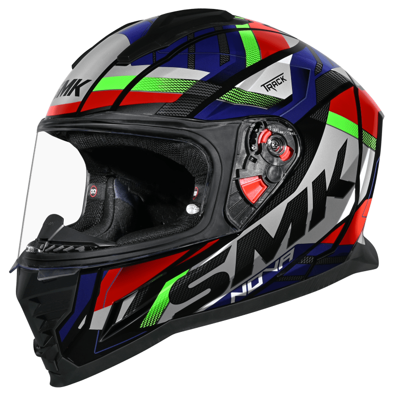 SMK Nova Track Gloss Black Grey Green (GL268) Helmet - Moto Central