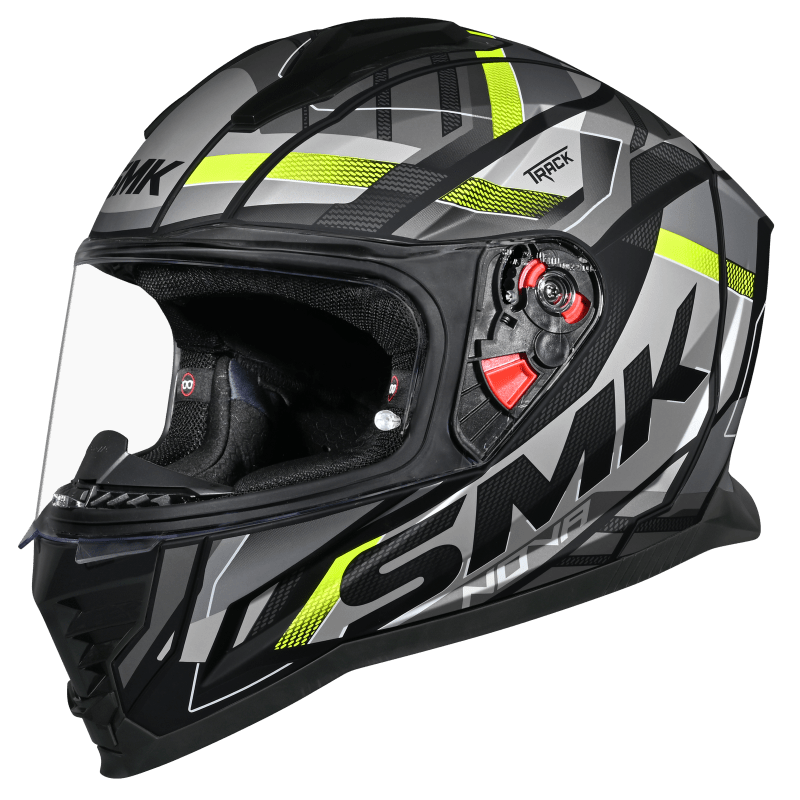 SMK Nova Track Matt Black Grey Yellow (MA264) Helmet