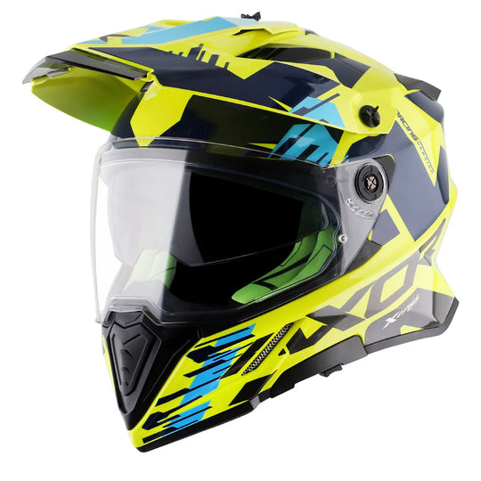 AXOR XCross X1 Dual Visor Gloss Neon Yellow Blue Helmet