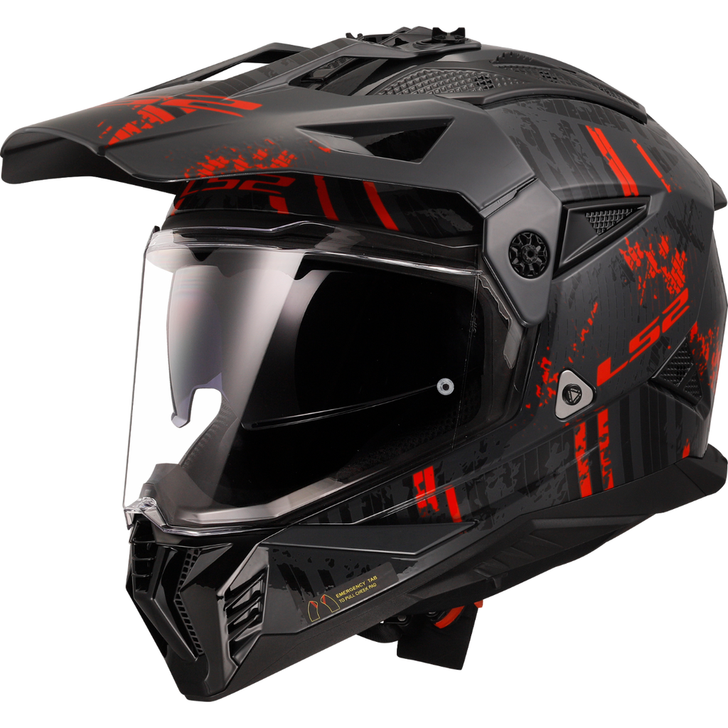 LS2 Pioneer II Crazy Gloss Black Red Helmet