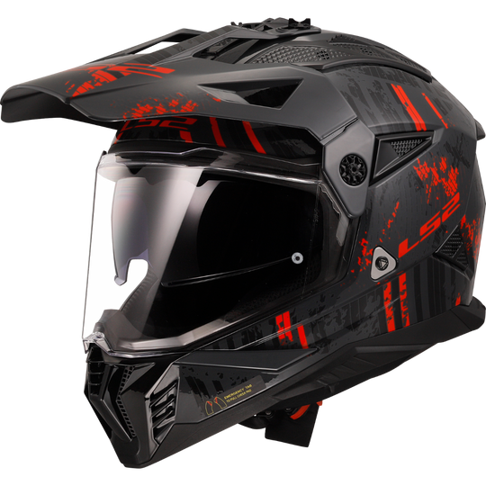LS2 Pioneer II Crazy Gloss Black Red Helmet