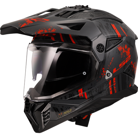 LS2 Pioneer II Crazy Gloss Black Red Helmet