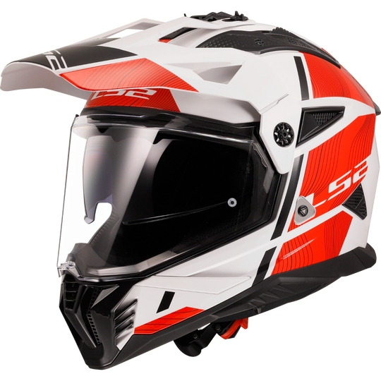 LS2 Pioneer II Hill Gloss White Red Helmet