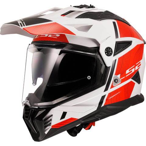 LS2 Pioneer II Hill Gloss White Red Helmet