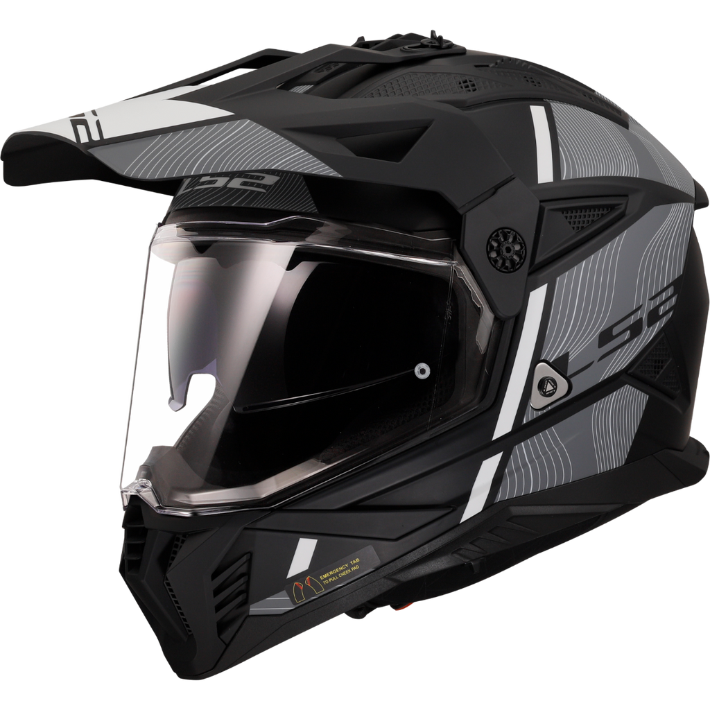 LS2 Pioneer II Hill Matt Black White Helmet