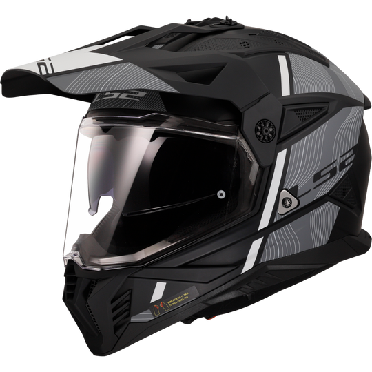 LS2 Pioneer II Hill Matt Black White Helmet